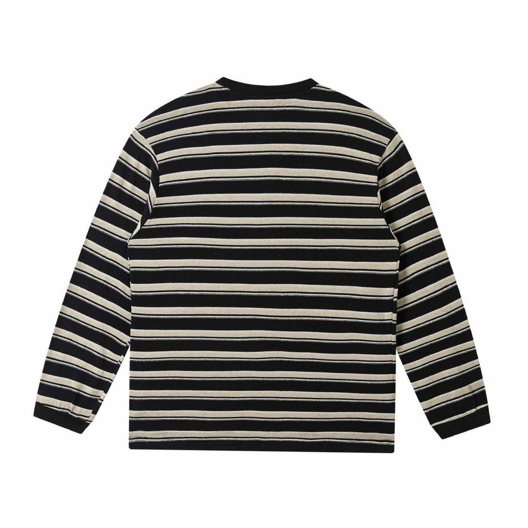 Unisex Striped Fine-Knit Crewneck Long-Sleeve Shirt, Light Blue