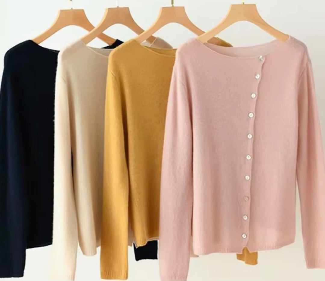Women's Asymmetric Button-Front Knit Cardigan Sweater