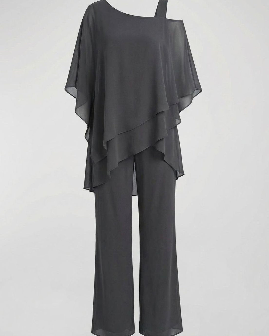 Women's Asymmetric Layered Chiffon Wide-Leg Jumpsuit Set