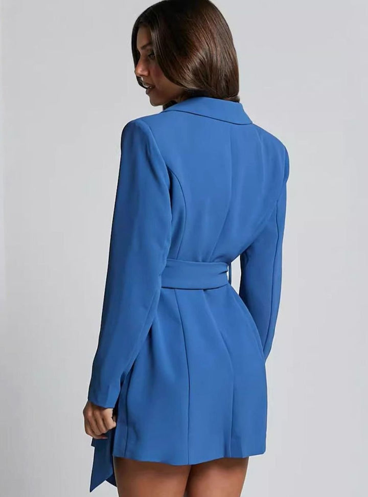 Women's Belted Double-Breasted Blazer Mini Dress