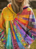 Olivia | Women's Bohemian Patchwork Quilted Pullover Hoodie Sweatshirt