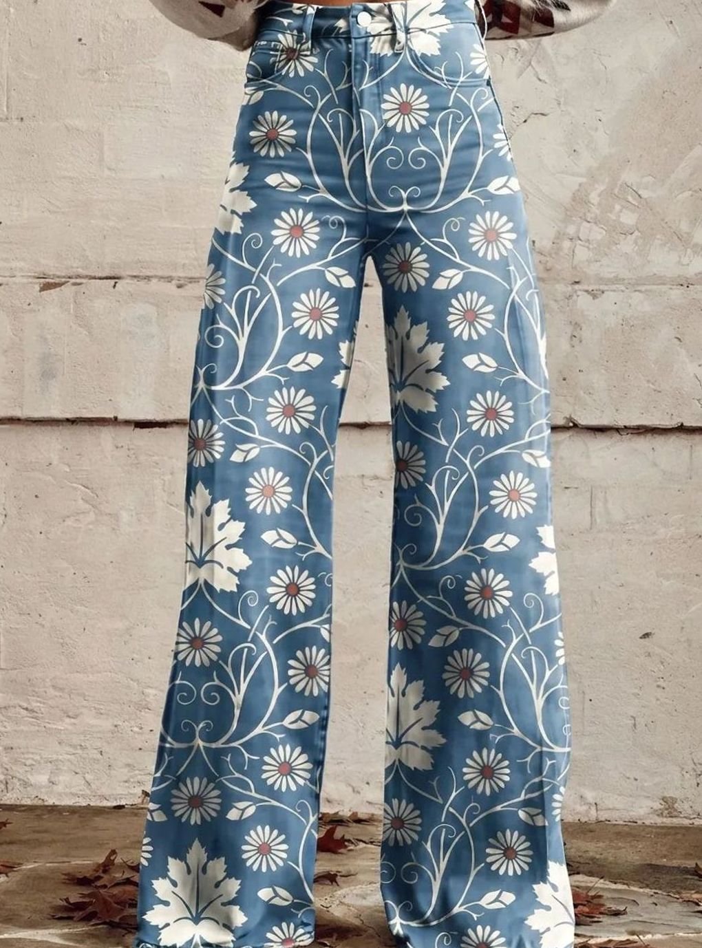 Women's Boho Floral Wide Leg High-Waist Palazzo Pants