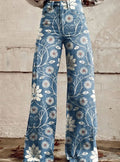 Mia | Women's Boho Floral Wide Leg High-Waist Palazzo Pants