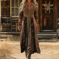 Aria | Women's Boho V-Neck Long Sleeve Patchwork Maxi Dress