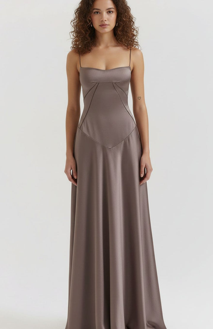Women's Bridal Corset Gown Spaghetti-Strap Maxi Dress - Gray