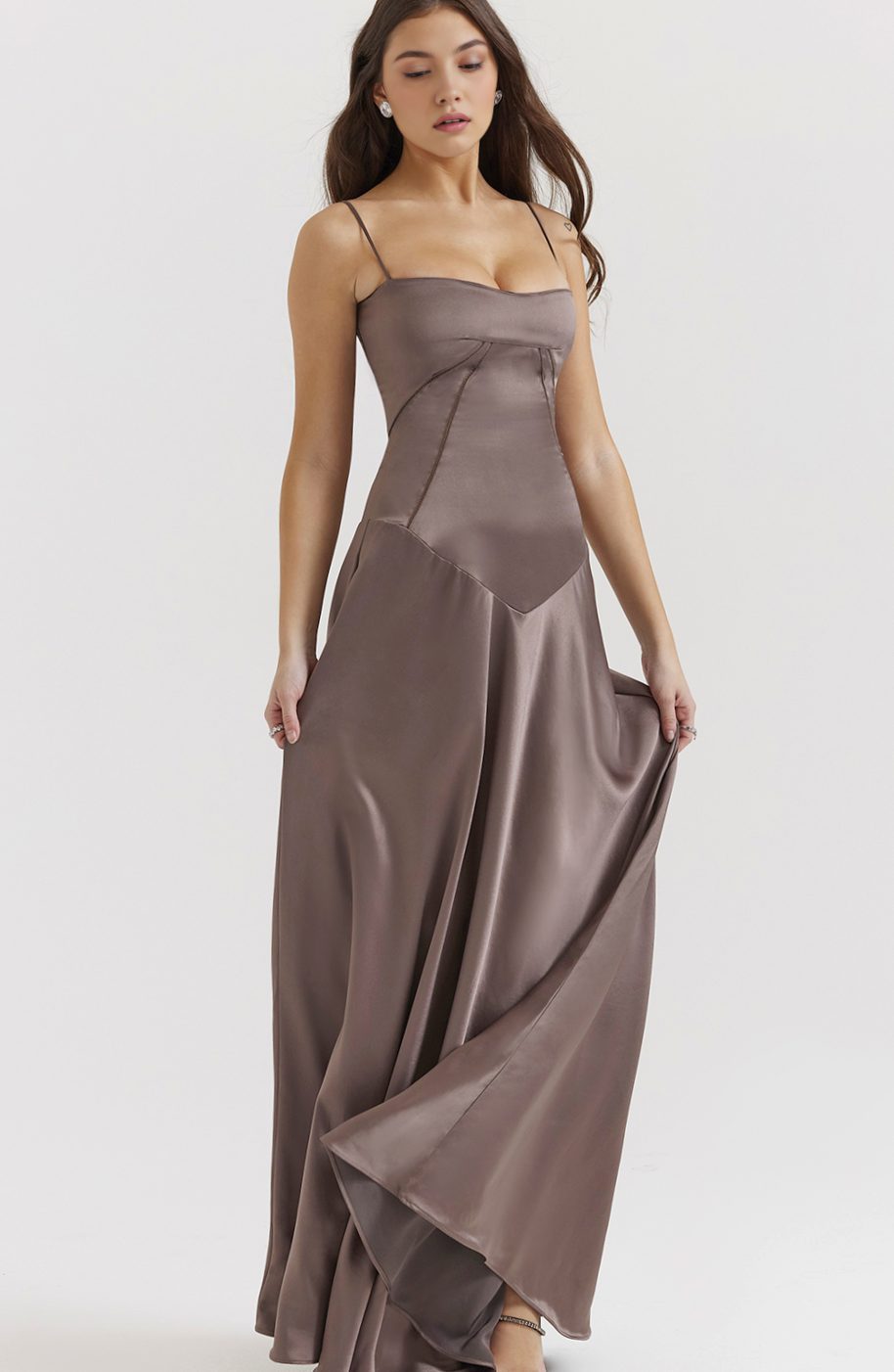 Women's Bridal Corset Gown Spaghetti-Strap Maxi Dress