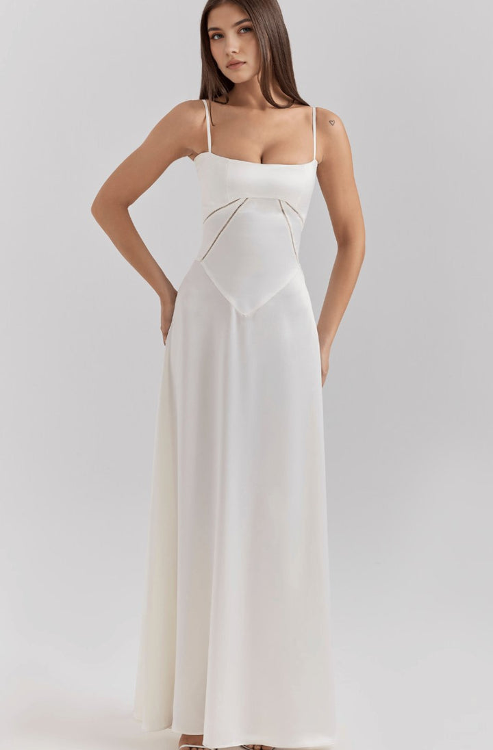 Women's Bridal Corset Gown Spaghetti-Strap Maxi Dress
