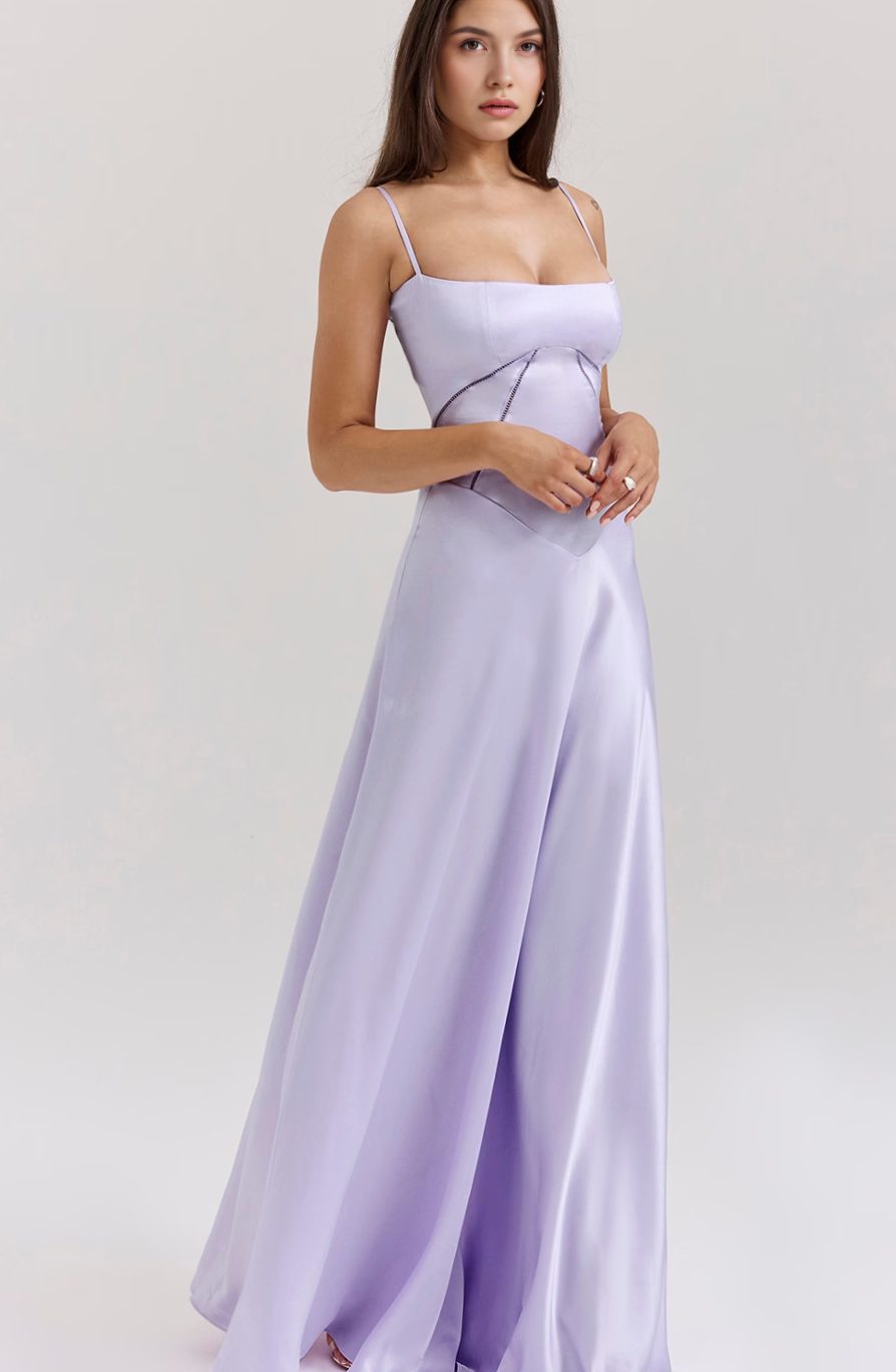 Women's Bridal Corset Gown Spaghetti-Strap Maxi Dress