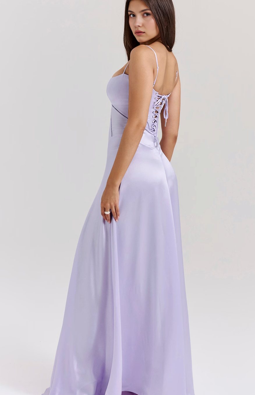 Women's Bridal Corset Gown Spaghetti-Strap Maxi Dress