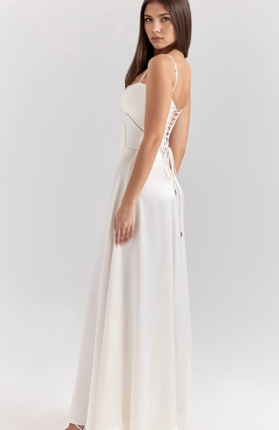 Women's Bridal Corset Gown Spaghetti-Strap Maxi Dress