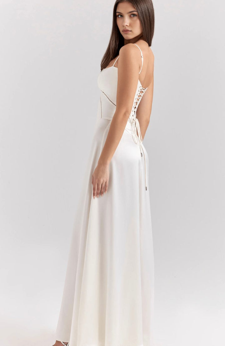 Women's Bridal Corset Gown Spaghetti-Strap Maxi Dress