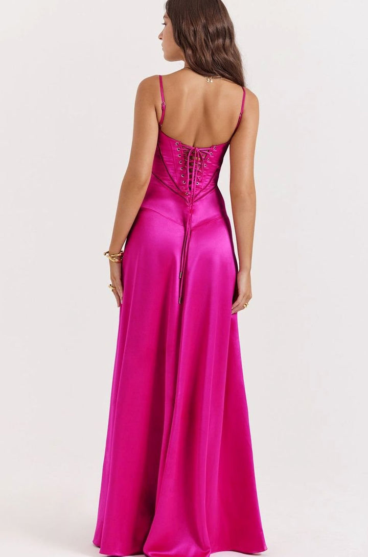 Women's Bridal Corset Gown Spaghetti-Strap Maxi Dress
