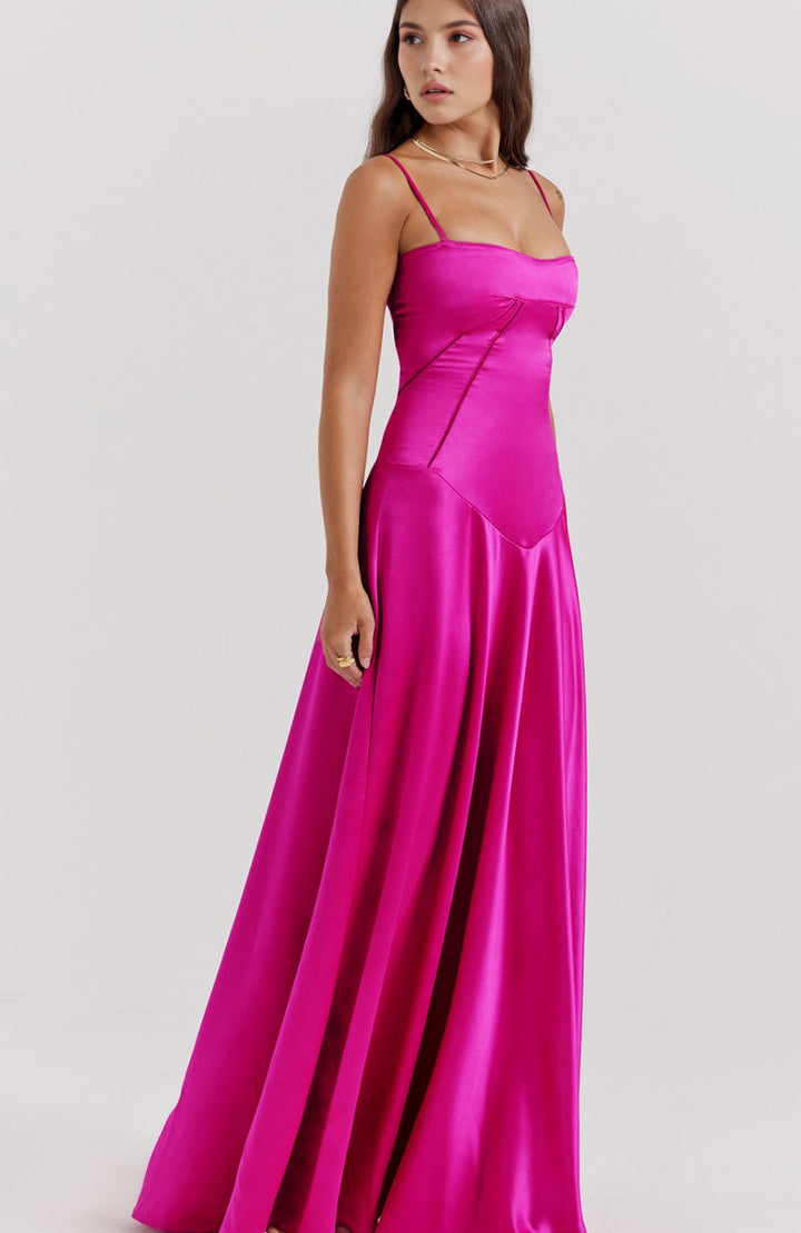 Women's Bridal Corset Gown Spaghetti-Strap Maxi Dress