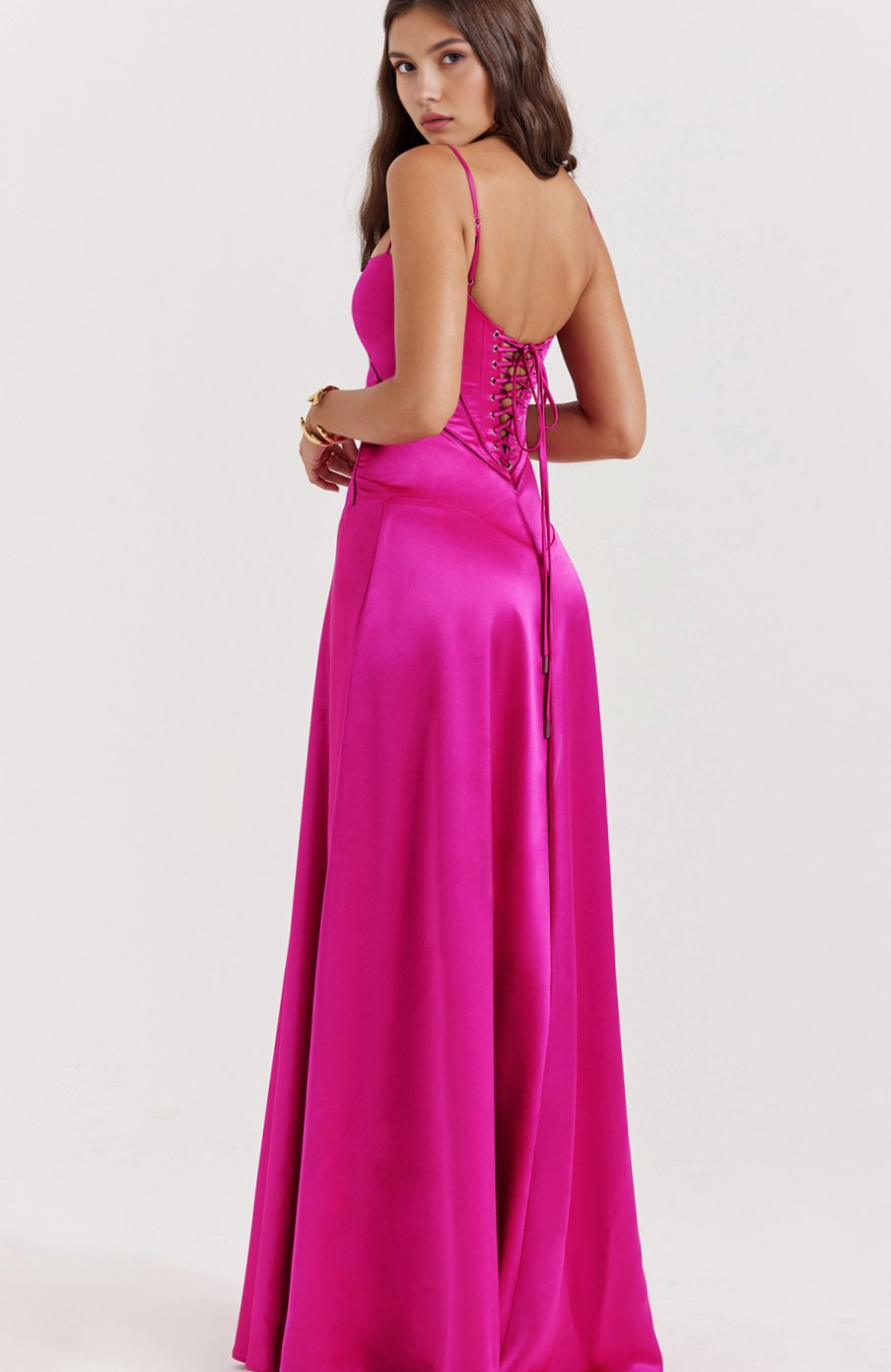 Women's Bridal Corset Gown Spaghetti-Strap Maxi Dress