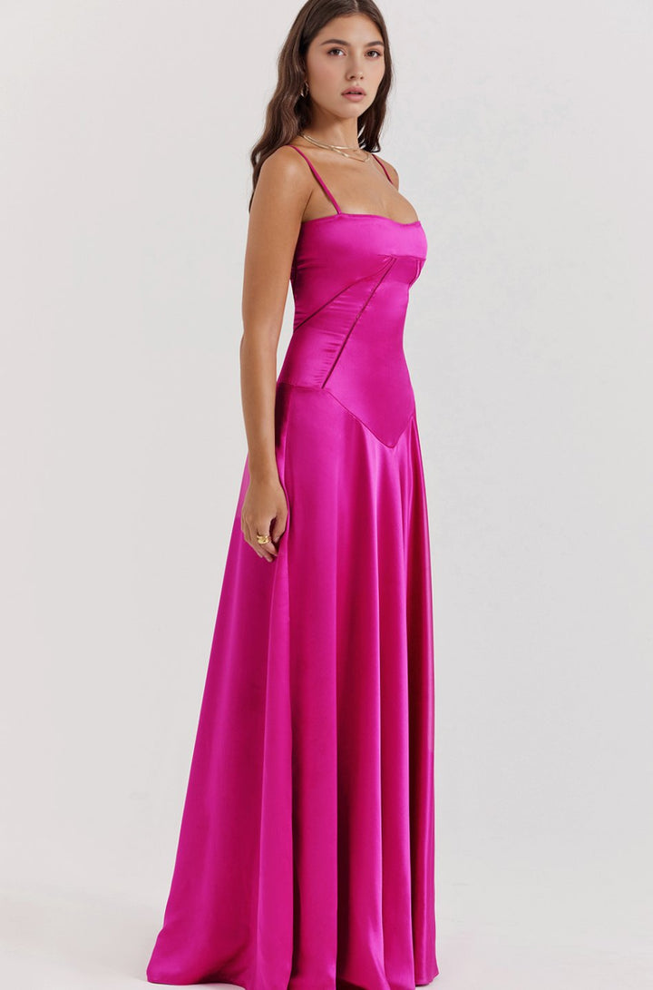 Women's Bridal Corset Gown Spaghetti-Strap Maxi Dress