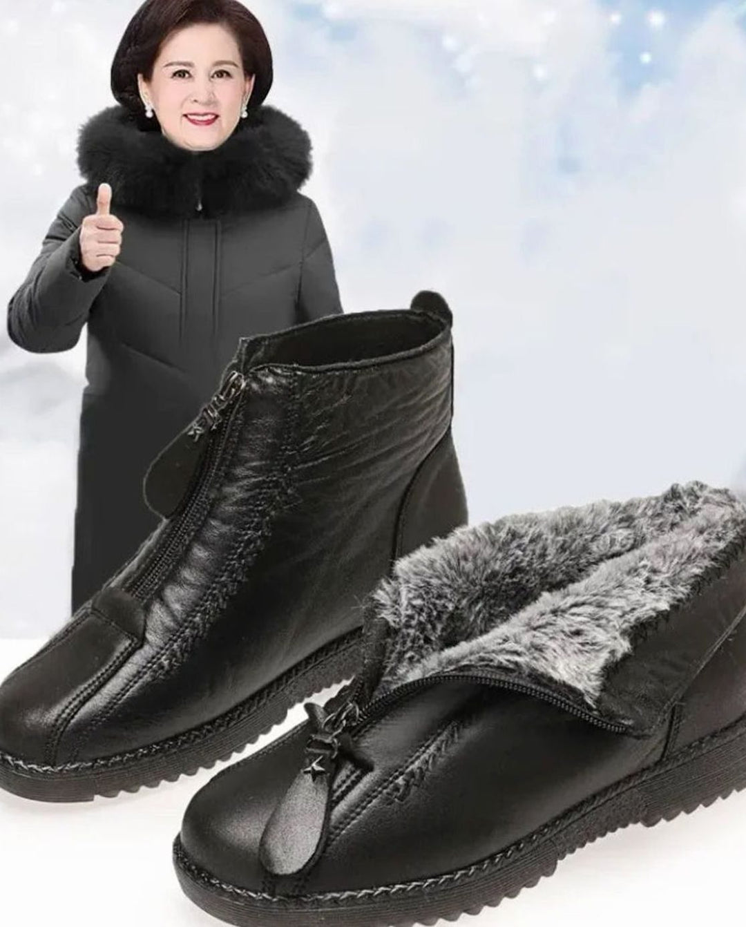 Women's Burgundy Ankle Boots Fleece-Lined Non-Slip Winter Booties