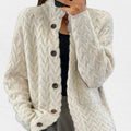 Camila | Women's Cable-Knit Button-Front Round Neck Cardigan Sweater
