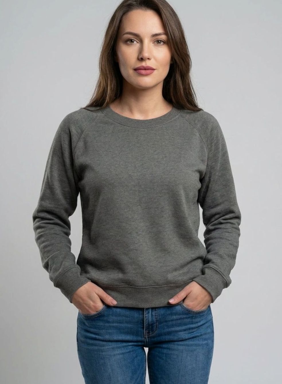 Women's Casual Crewneck Cotton Blend Pullover Sweatshirt