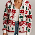 Sophia | Women's Christmas Fleece Zip-Up Hoodie Jacket Festive Print