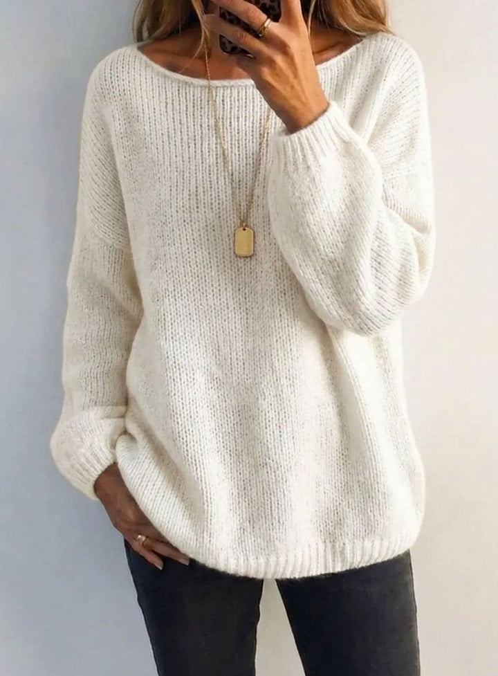 Women's Chunky Knit Mohair-Blend Relaxed Pullover Sweater - Beige