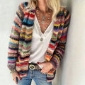 Layla | Women's Chunky Knit Open-Front Multicolor Striped Cardigan