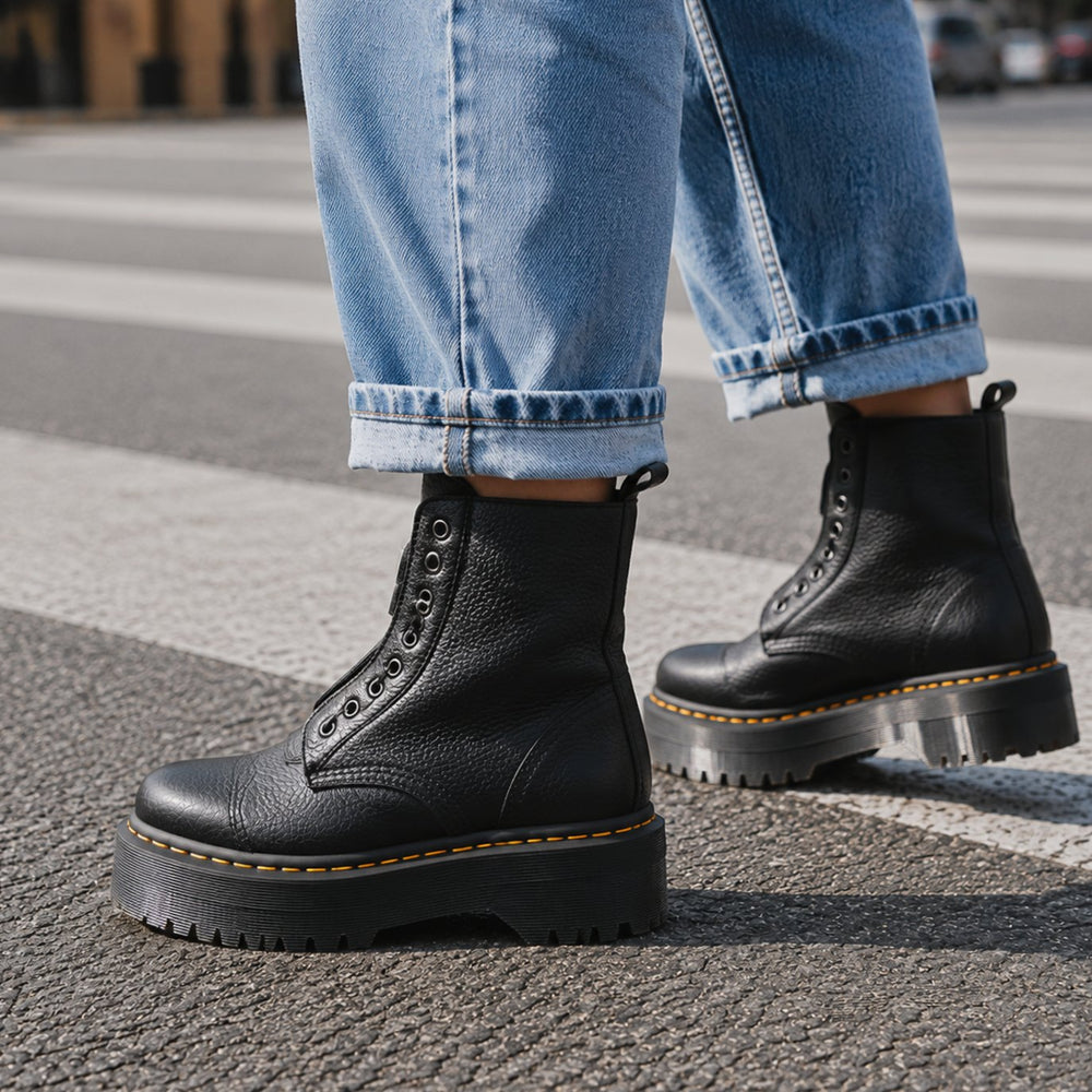Women's Chunky Platform Lace-Panel Front-Zip Ankle Boots