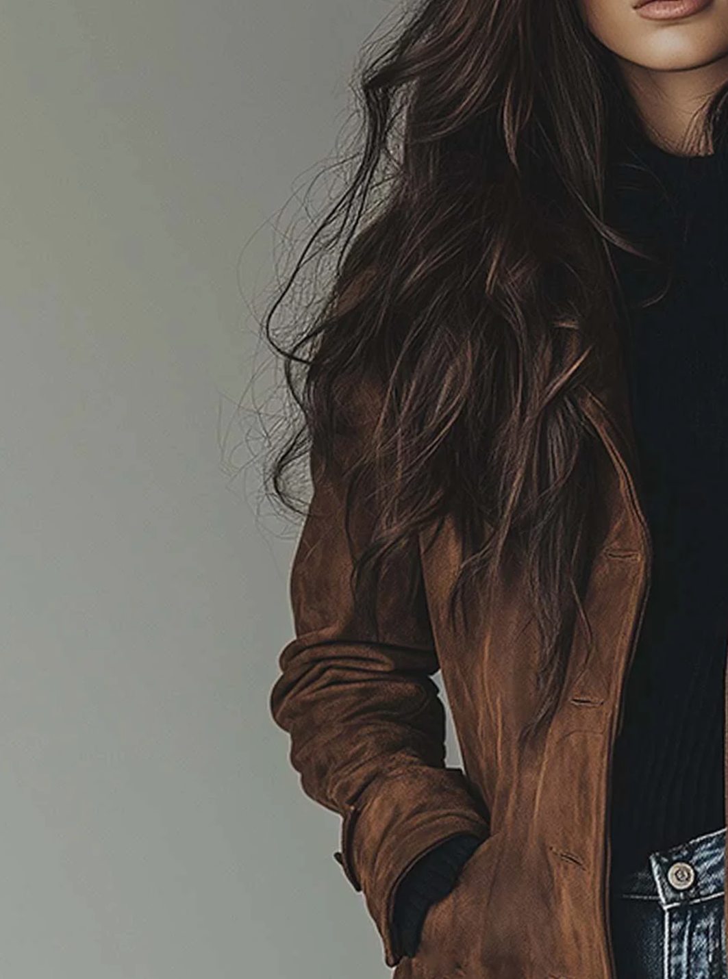 Women's Classic Double-Breasted Suede Trench Coat