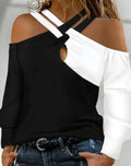 Aria | Women's Cold Shoulder Long Sleeve Colorblock Cutout Top