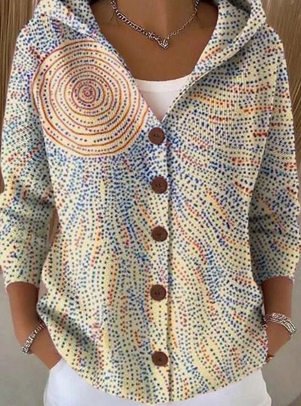Women's Colorblock Button-Front Hooded Cardigan Sweater, Multicolor - Multicolor