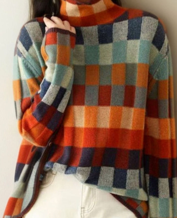 Women's Colorblock Turtleneck Knit Sweater
