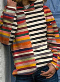 Isabella | Women's Colorful Striped Mock Neck Long Sleeve Pullover Sweater
