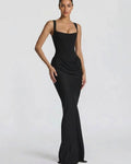 Sophia | Women's Corset-Bodice Draped Maxi Dress Square Neckline