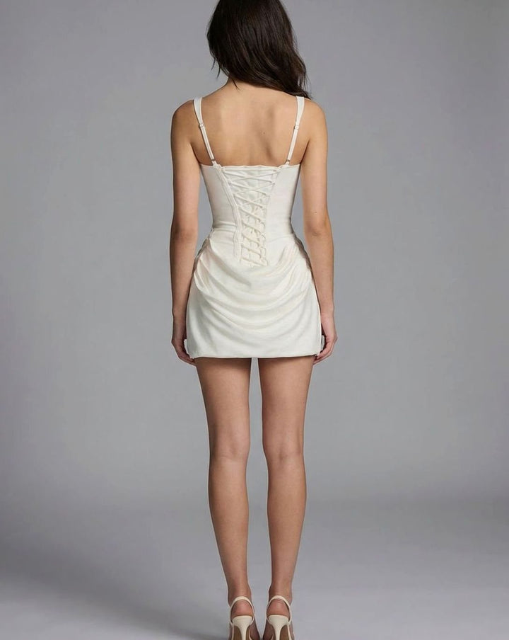Women's Corset-Bodice Draped Mini Party Dress