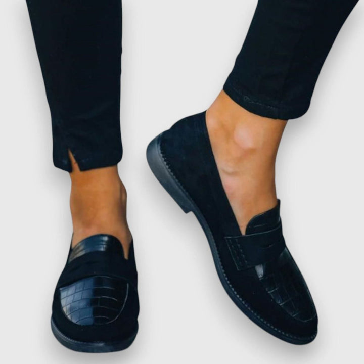 Women's Croc-Embossed Suede Slip-On Penny Loafers
