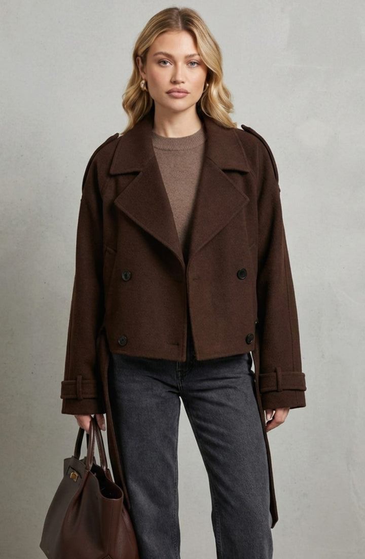 Women's Cropped Double-Breasted French Wool Jacket