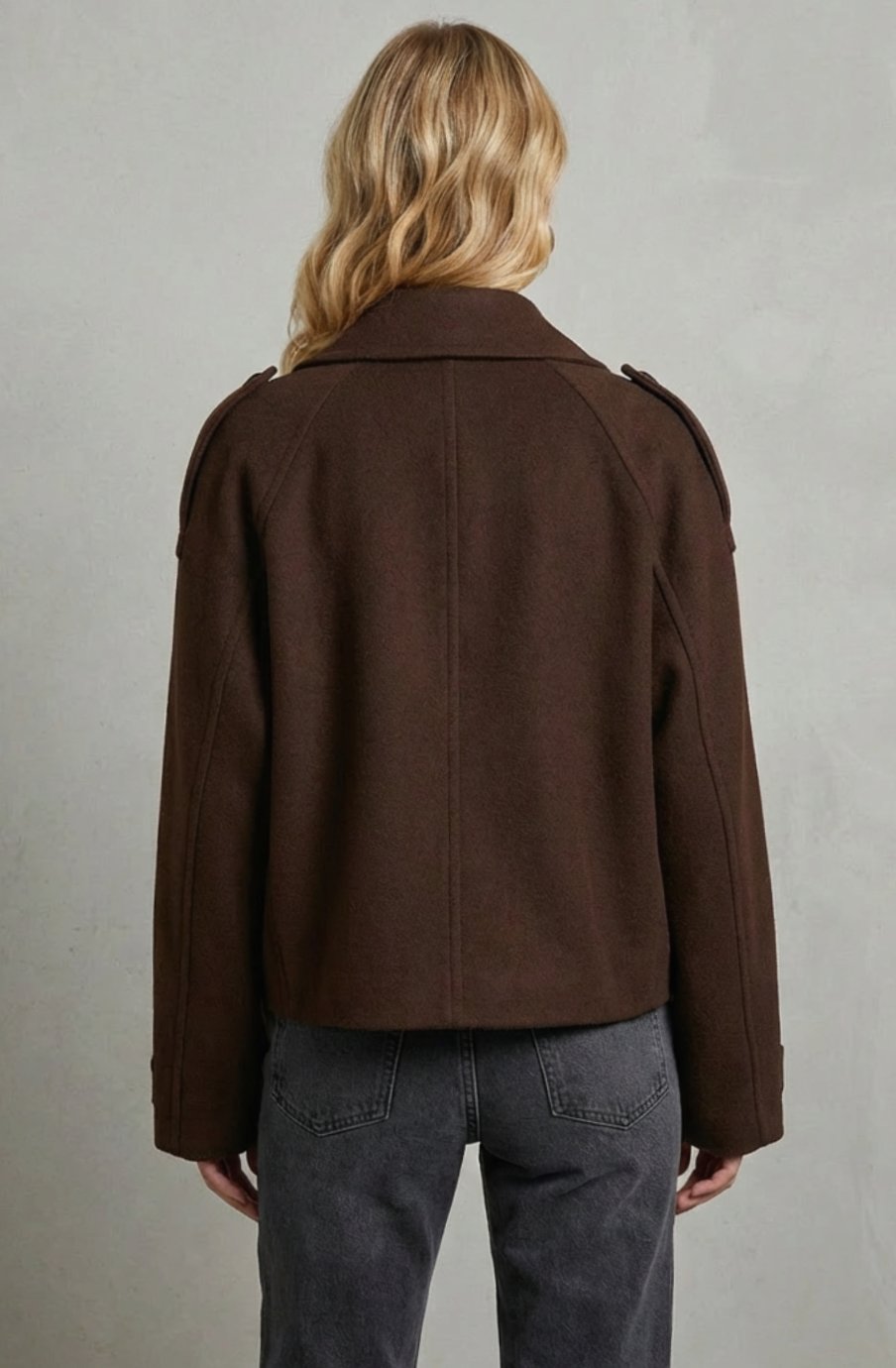 Women's Cropped Double-Breasted French Wool Jacket