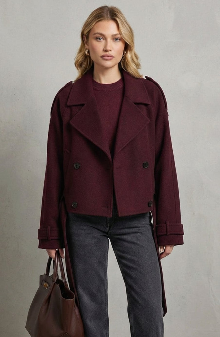 Women's Cropped Double-Breasted French Wool Jacket
