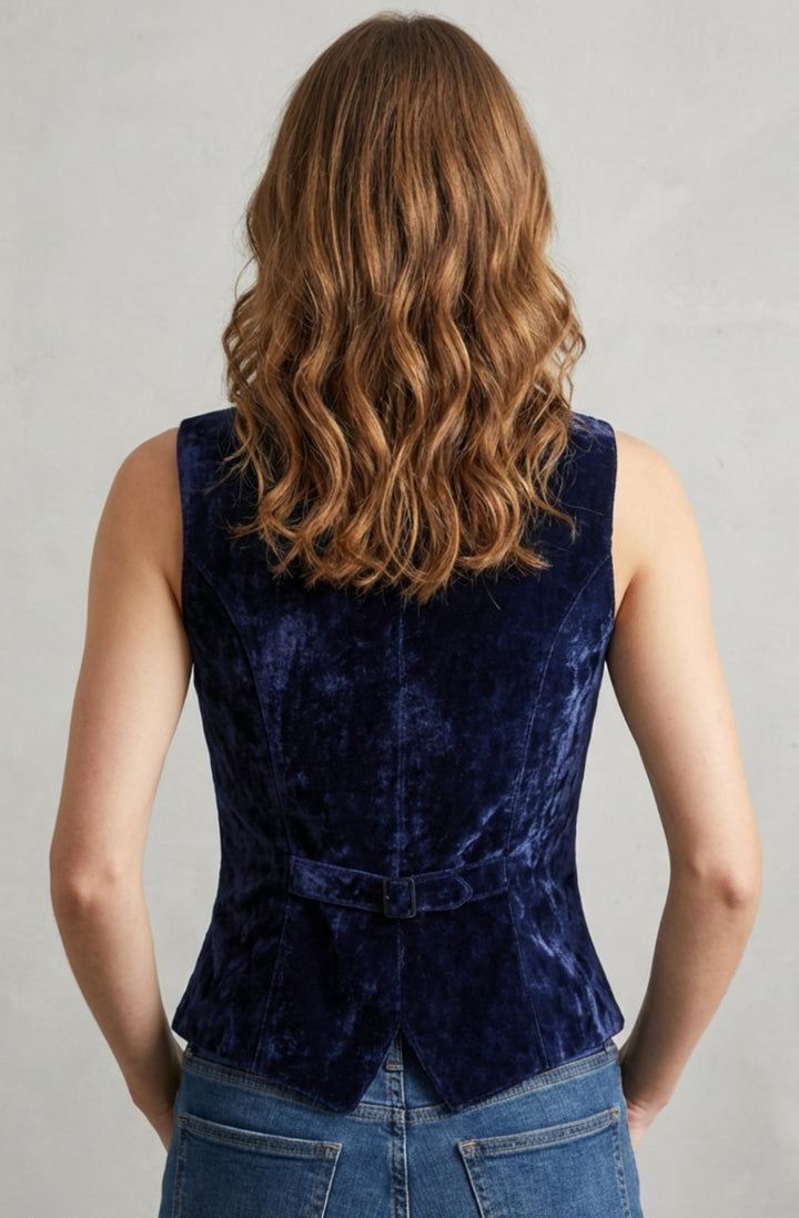 Women's Crushed Velvet Lace-Trim Sleeveless Corset Top