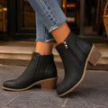 Eleanor | Women's Cutout Faux-Suede Side-Zip Block Heel Ankle Boots