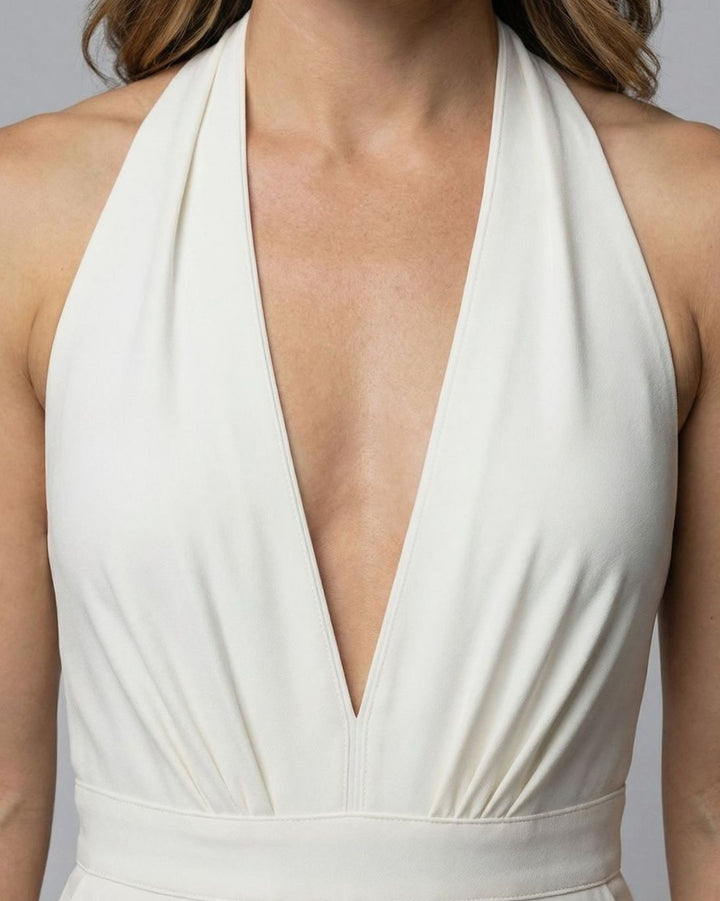 Women's Deep V-Neck Halter Wide-Leg Jumpsuit