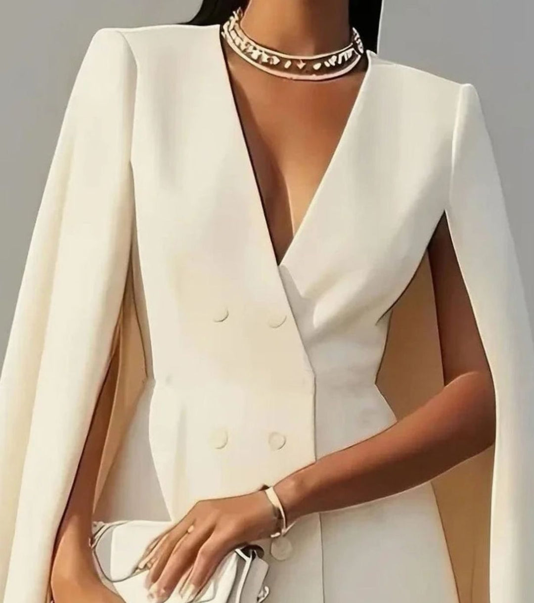 Women's Double-Breasted Cape-Sleeve Mini Blazer Dress