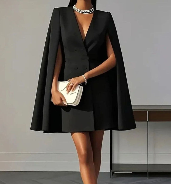 Women's Double-Breasted Cape-Sleeve Mini Blazer Dress
