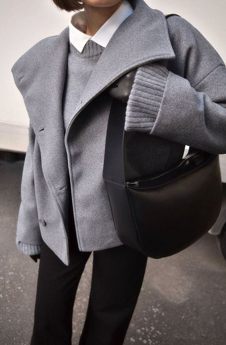 Women's Double-Breasted Short Wool-Look Coat