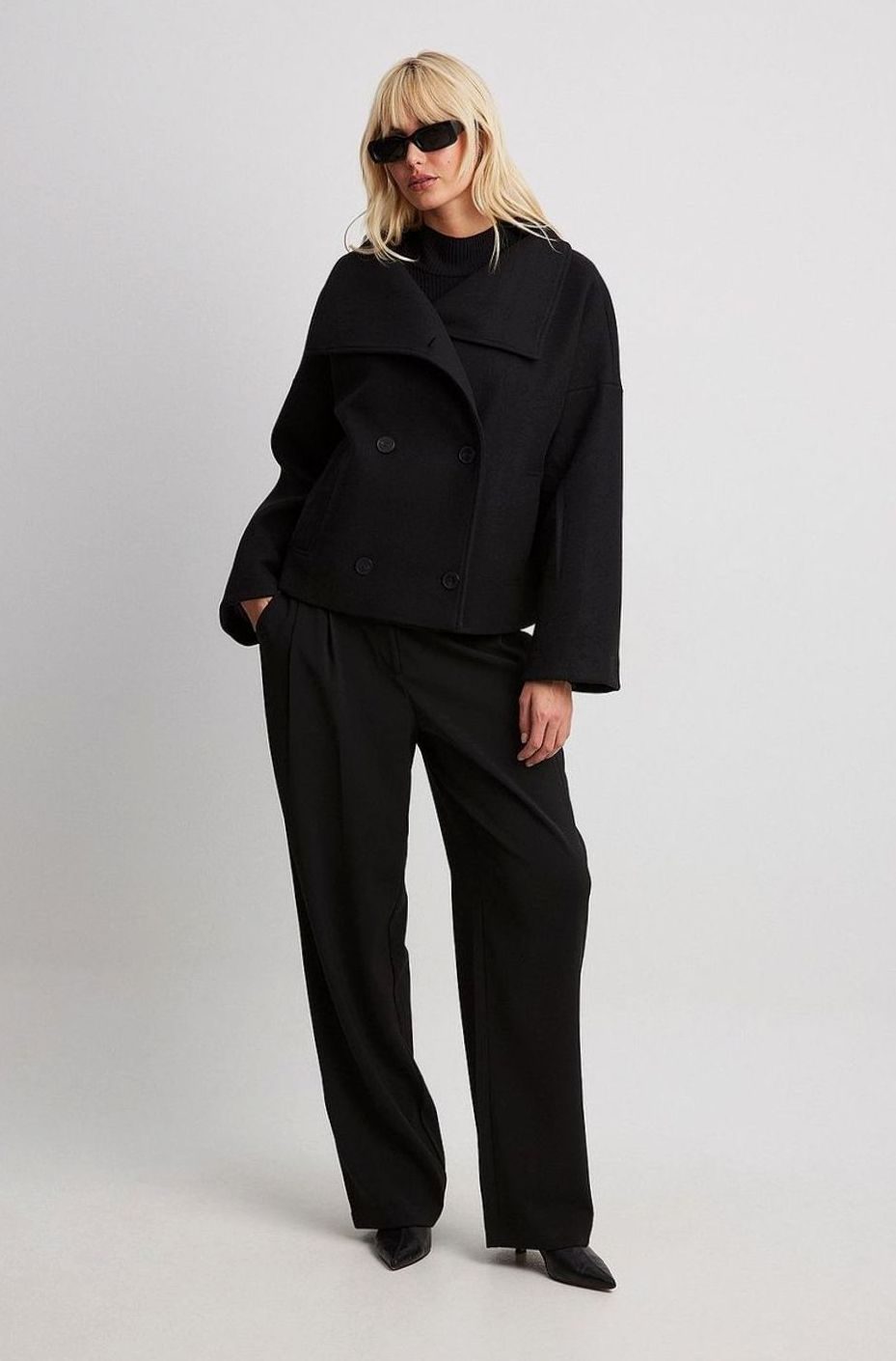 Women's Double-Breasted Short Wool-Look Coat