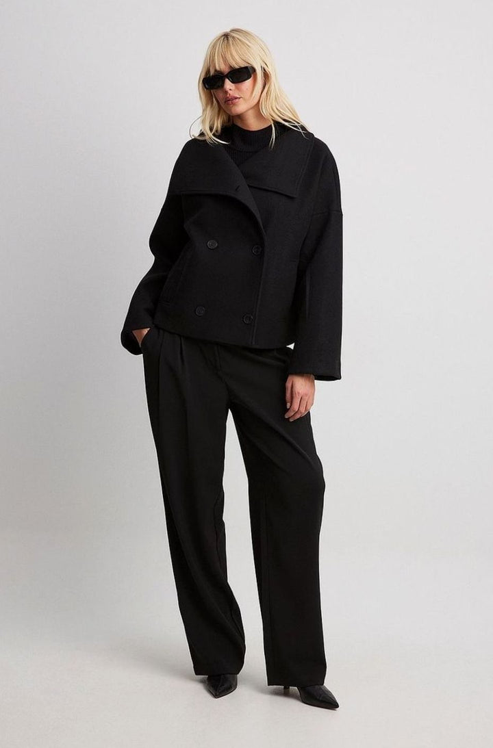 Women's Double-Breasted Short Wool-Look Coat