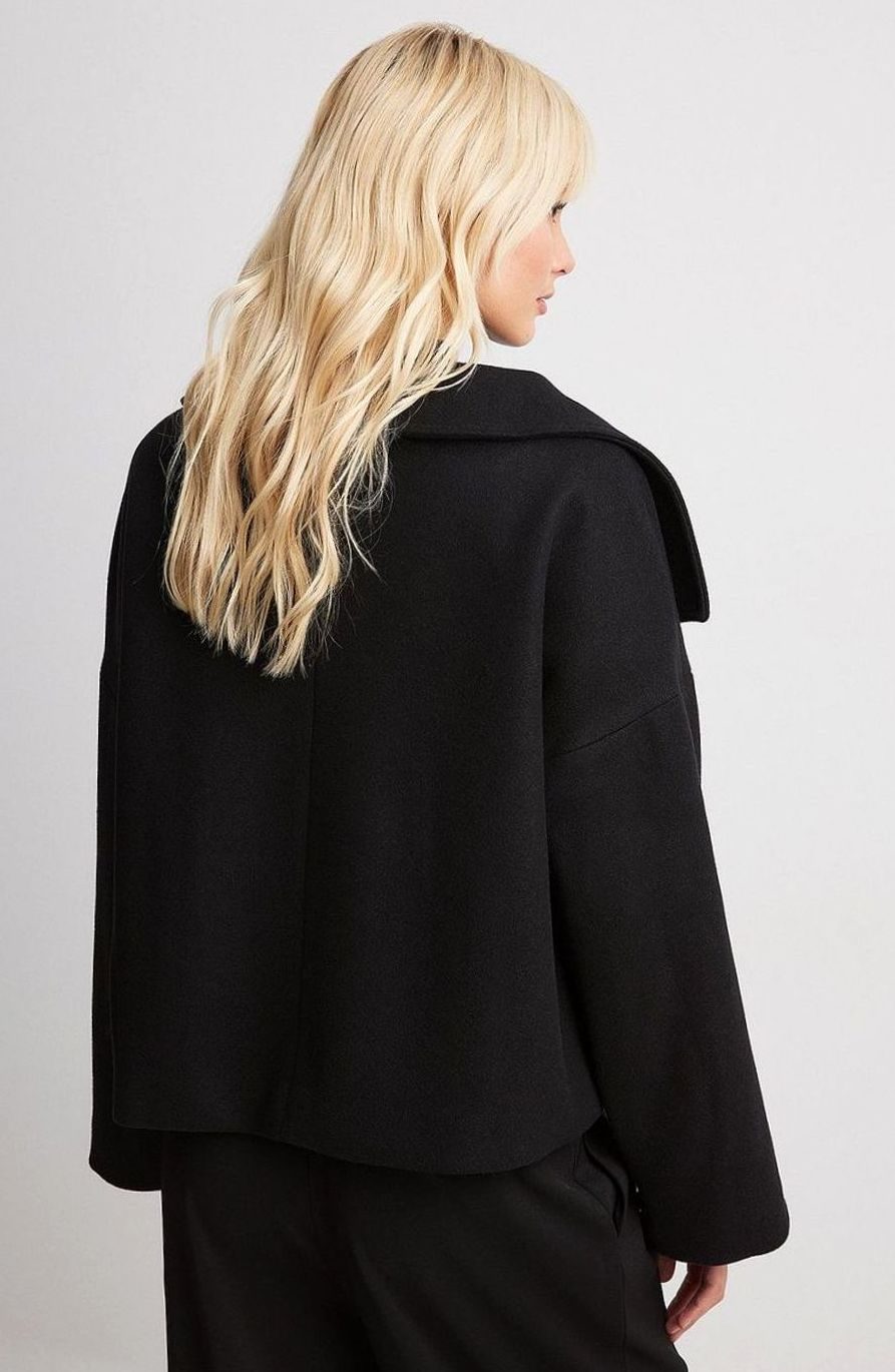 Women's Double-Breasted Short Wool-Look Coat