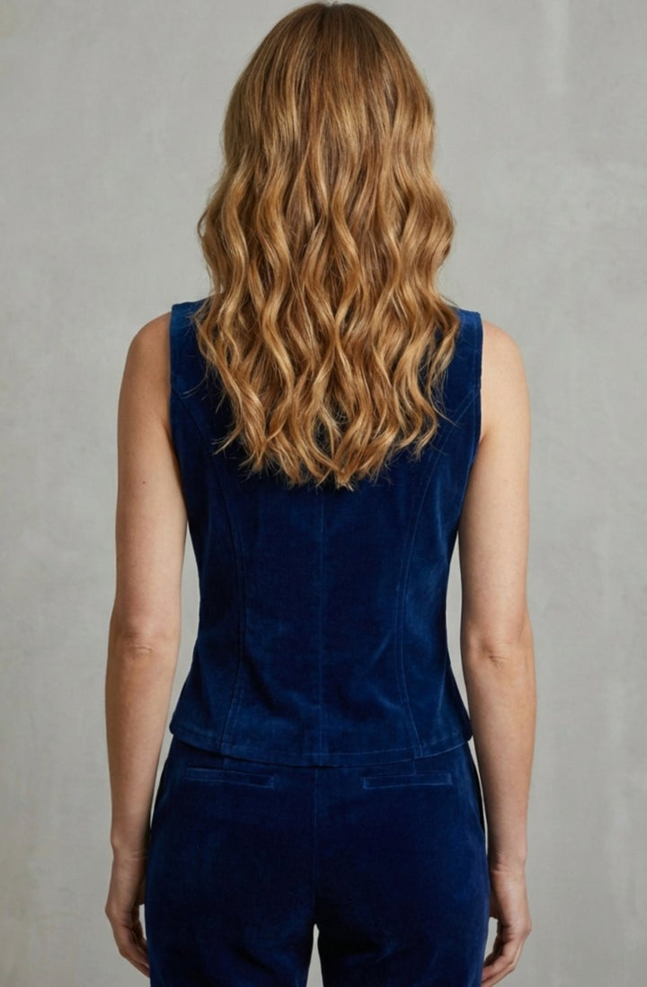 Women's Double-Breasted Velvet Military Fitted Waistcoat