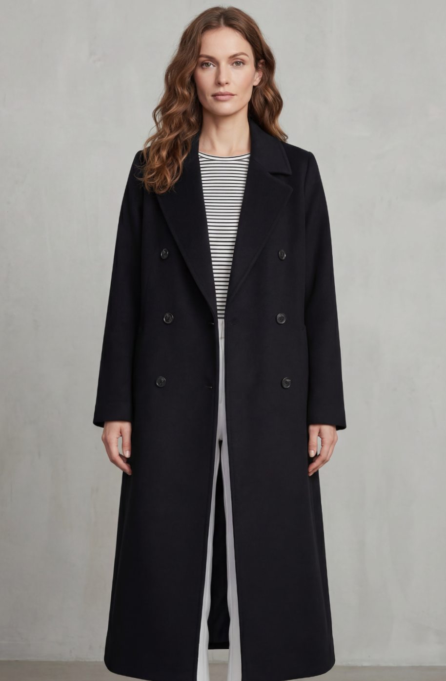 Women's Double-Breasted Wool Blend Long Maxi Coat