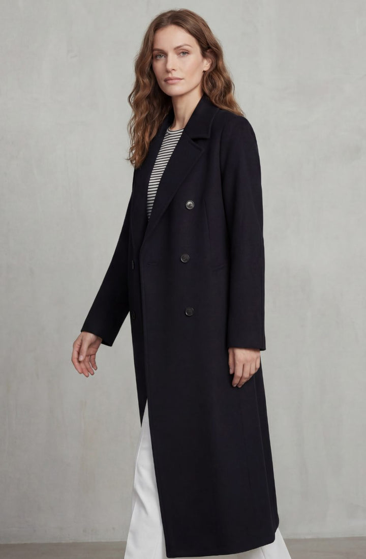 Women's Double-Breasted Wool Blend Long Maxi Coat