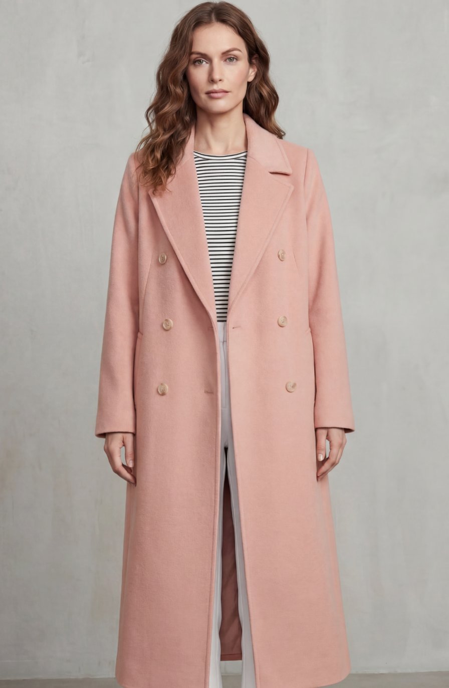 Women's Double-Breasted Wool Blend Long Maxi Coat
